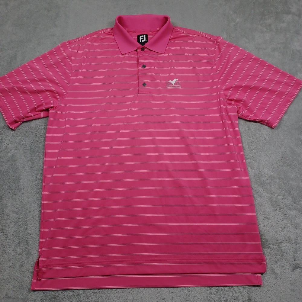 Footjoy Shirt Mens‎ XL Pink Striped Short Sleeve Golf Preppy Logo